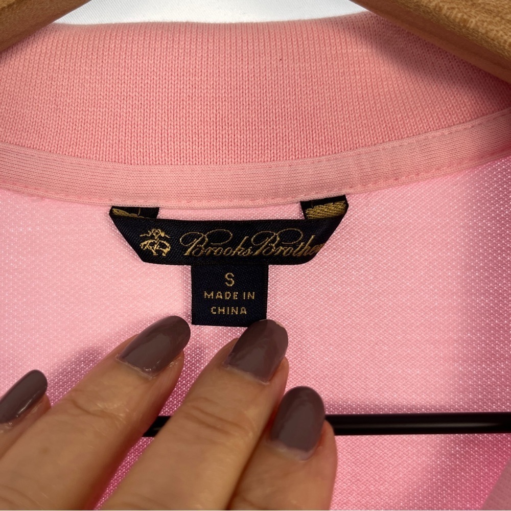 BROOKS BROTHERS Polo Shirt Womens Light Pink Small Cotton Short Sleeve Preppy - Picture 3 of 7